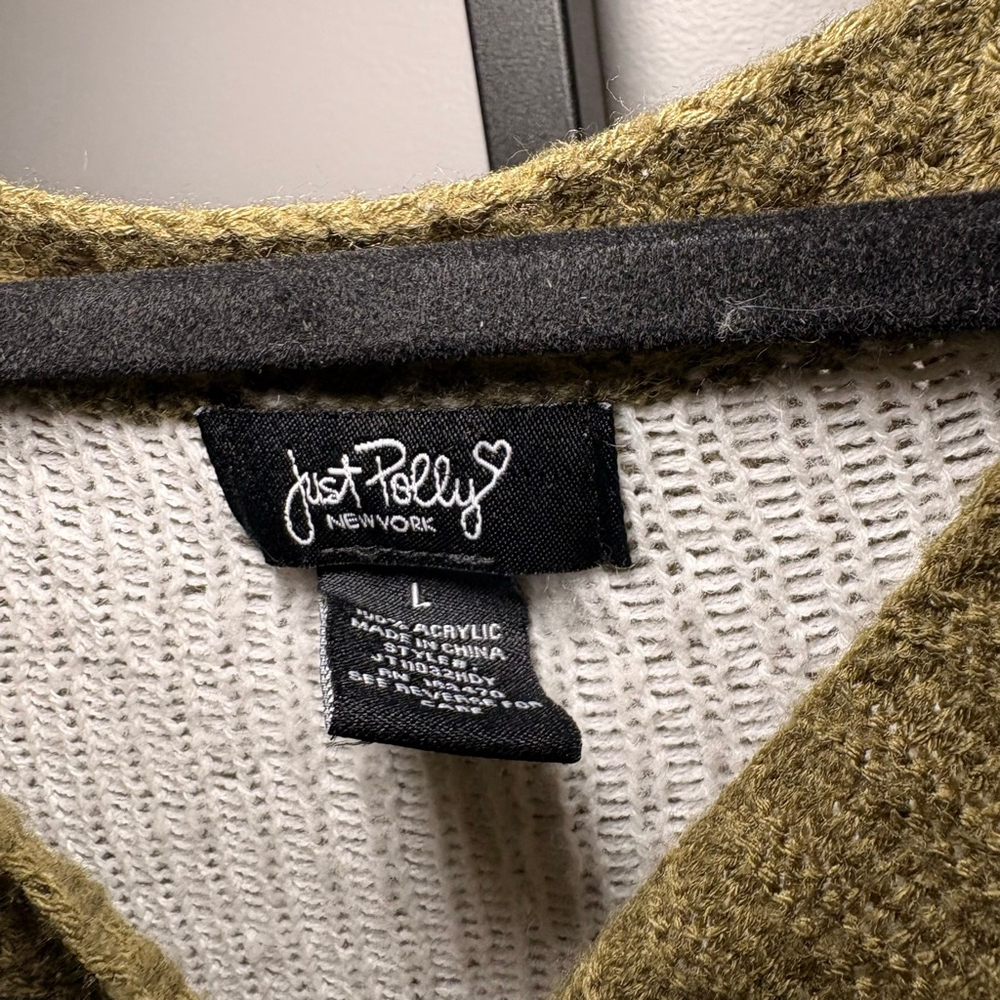 Women's Just Polly New York Olive Green Floral Cardigan L - Picture 3 of 4